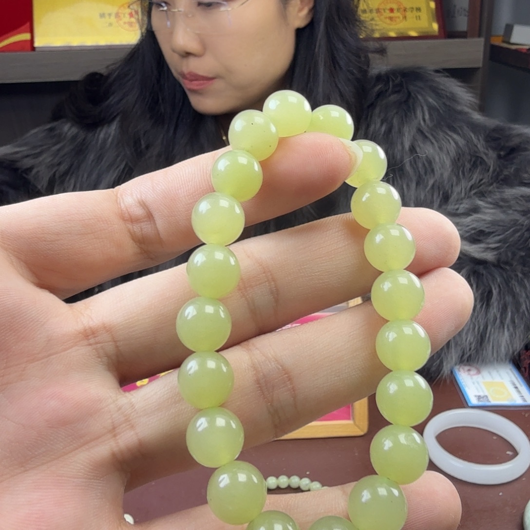 和田玉未镶嵌手串天然和田玉10mm黄口料手串 有运费险 特别油润