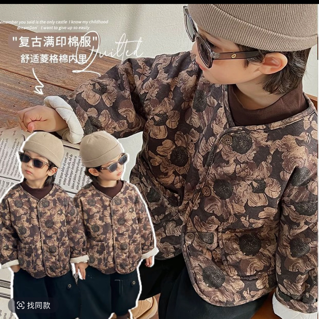 男女童森系夹棉碎花外套