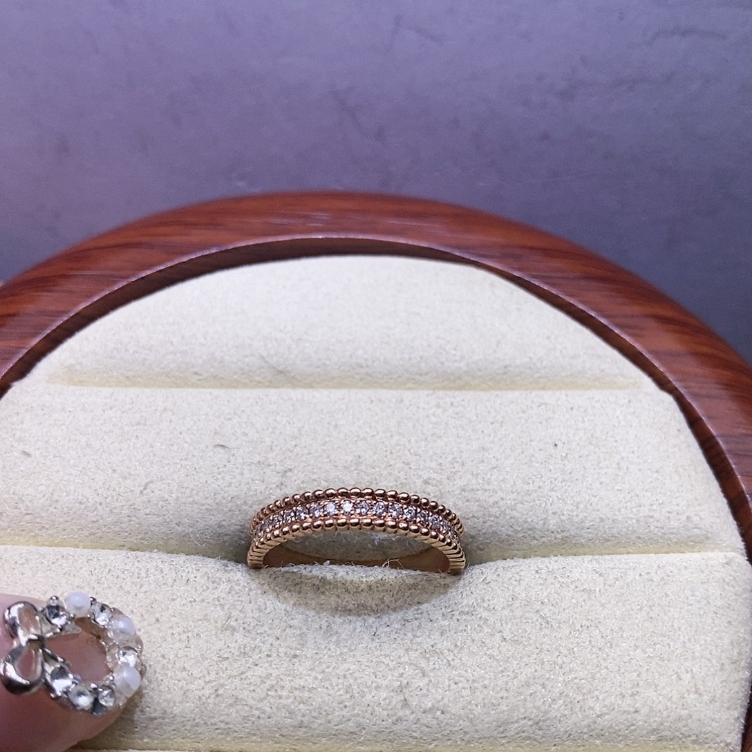 钻石戒指/指环18K金镶嵌珠珠窄戒指k玫14