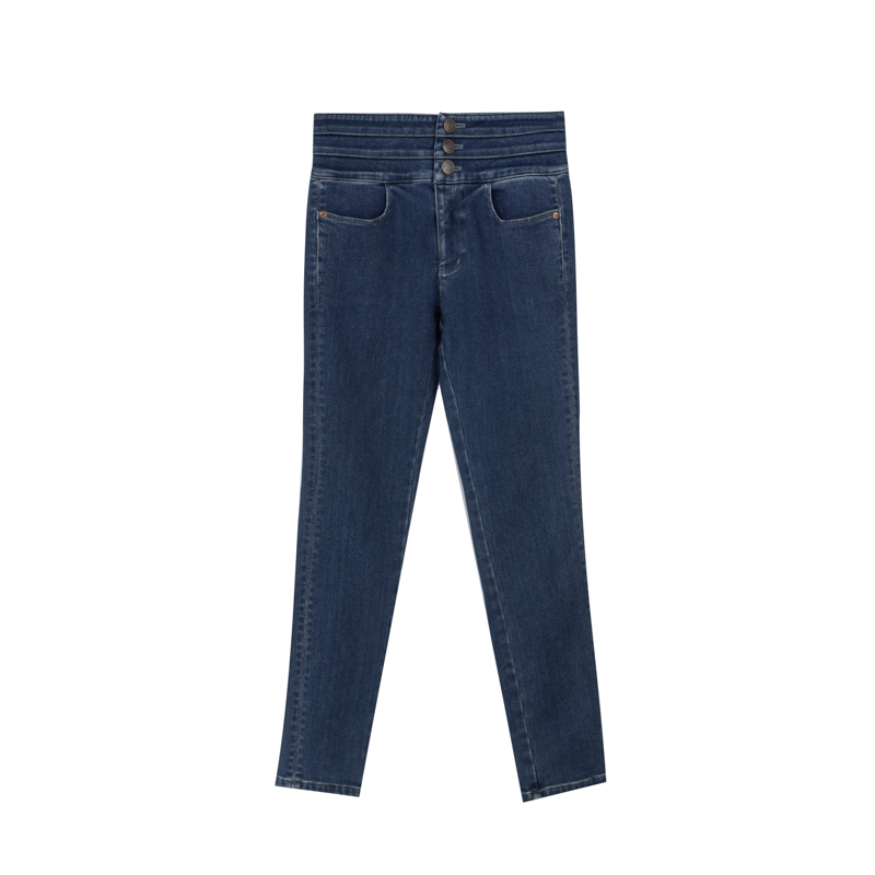 【小熊严选】冬季铅笔裤水洗高腰女高弹牛仔裤时尚直筒DN4204354970