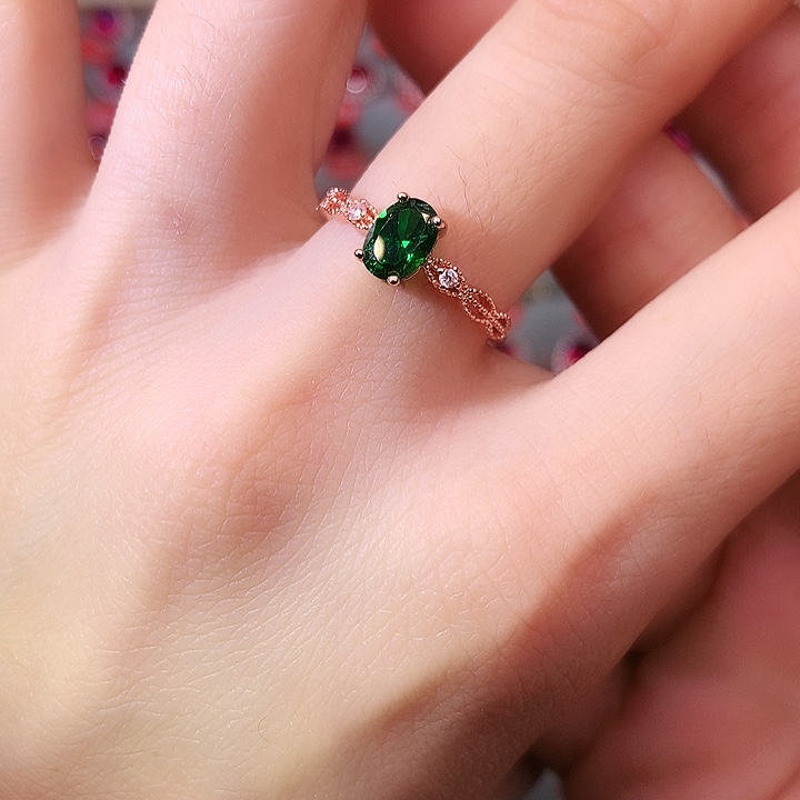 透辉石戒指银S925镶嵌