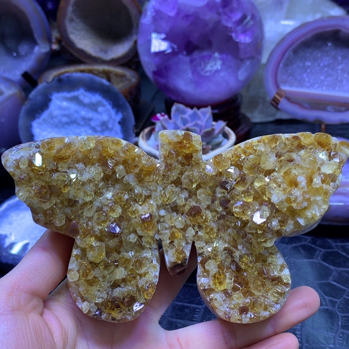 福利黄晶蝴蝶未镶嵌水晶