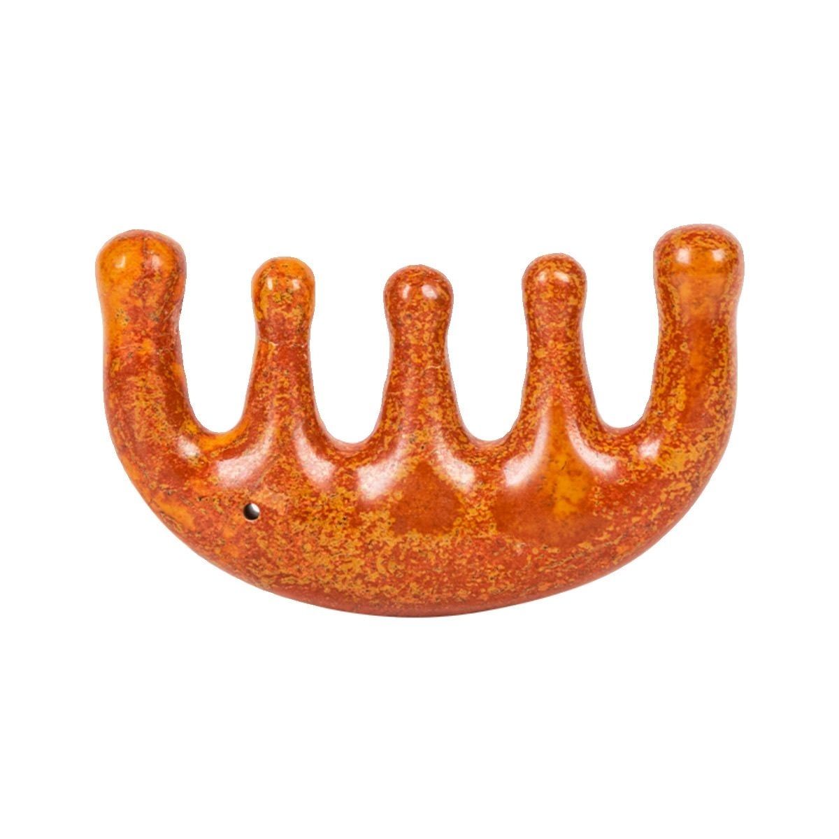 泗水天然红砭石梳头头部头皮经络按摩刮痧头疗疏通五指梳