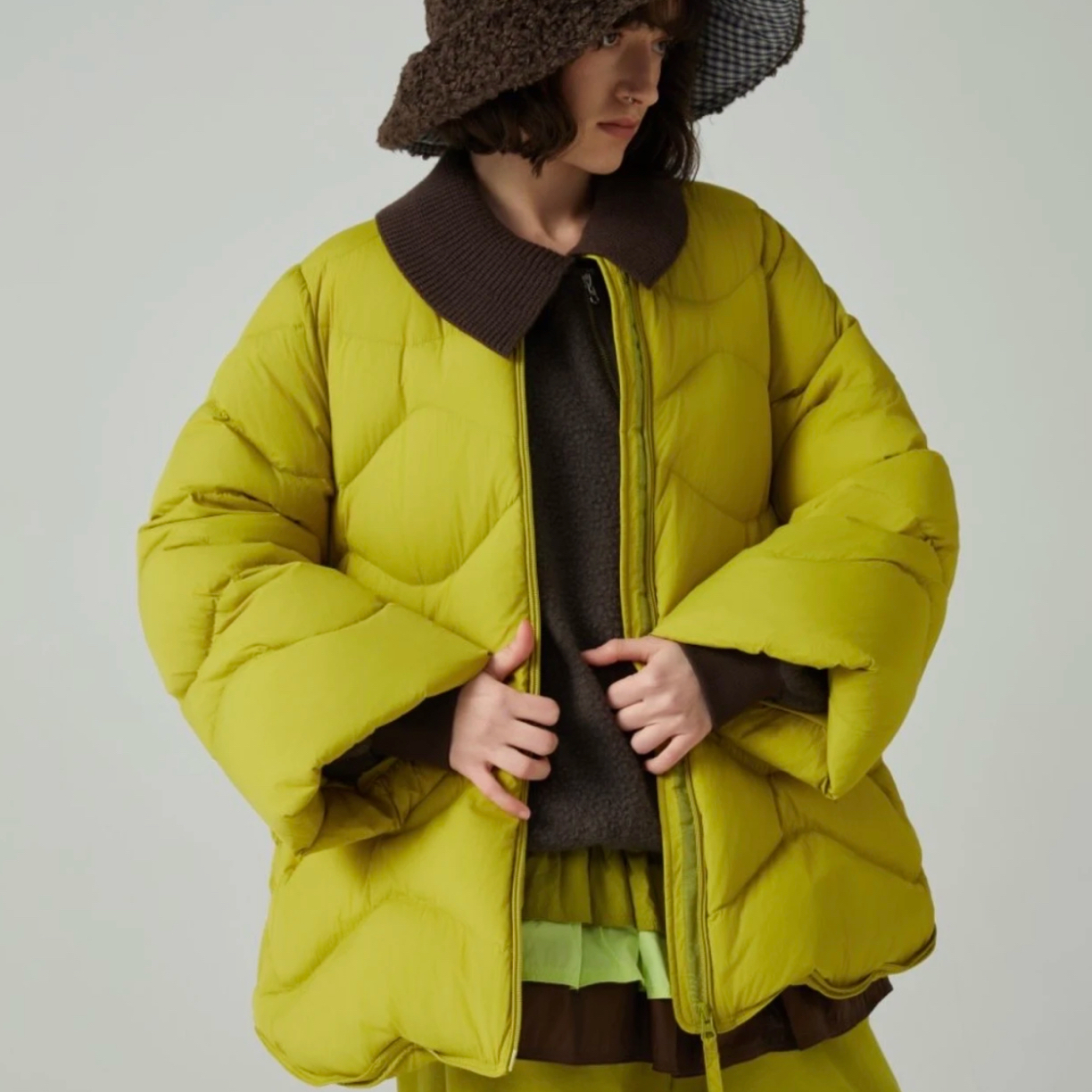 DONGDONGZHOU 25AW 设计师品牌绿色无领外套 WHATsUP