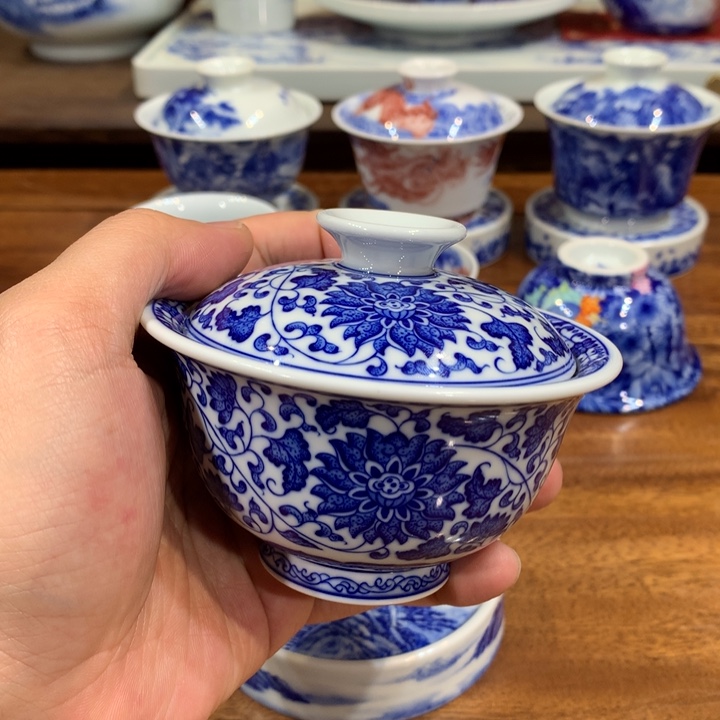 晓月柴窑 缠枝盖碗