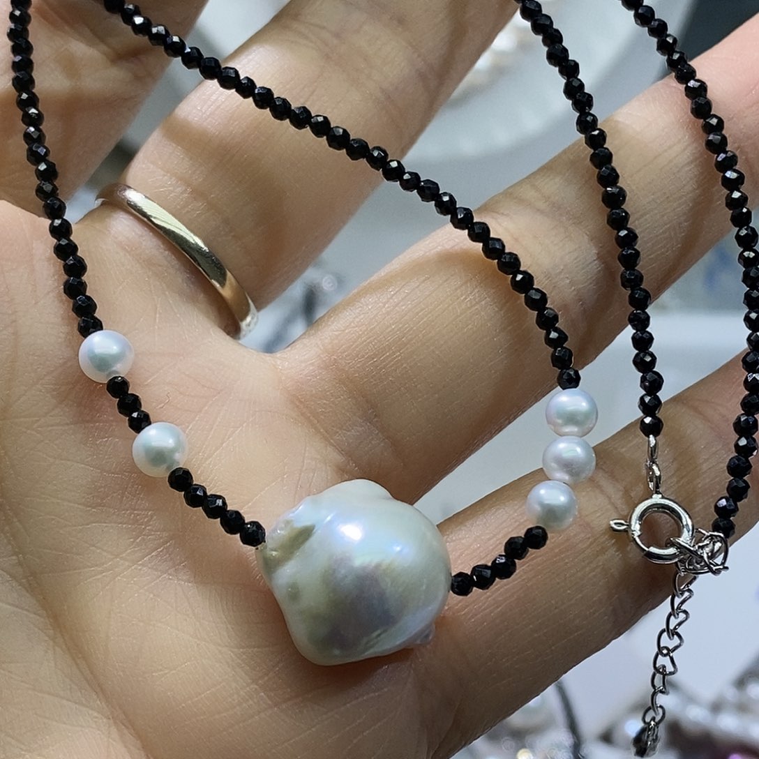 淡水珍珠吊坠银S925镶嵌