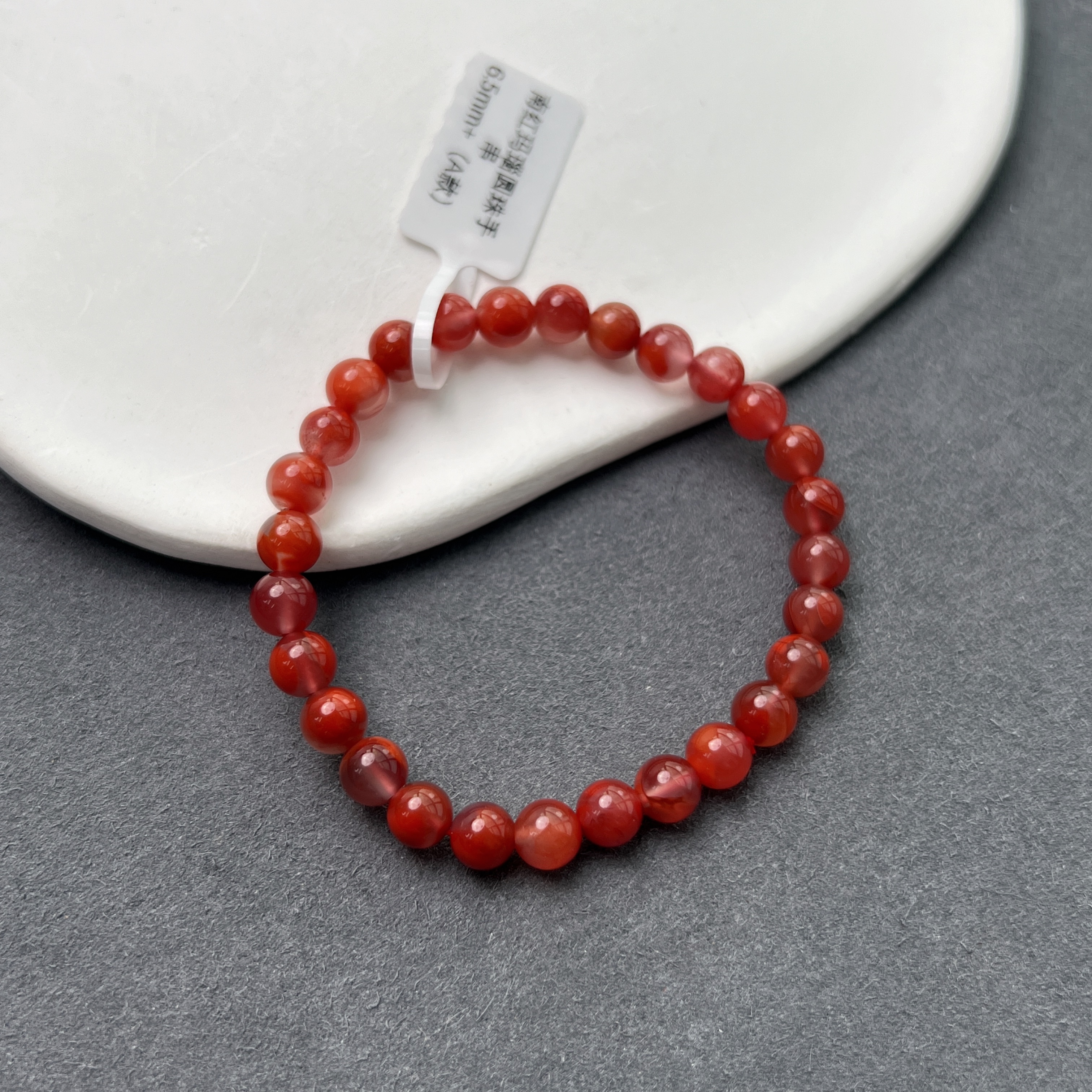 南红玛瑙圆珠手串6.5mm+（A款）