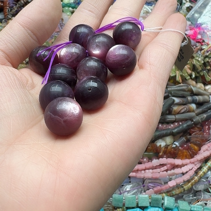 玛瑙/玉髓未镶嵌珠宝半成品一颗16mm紫锂云母