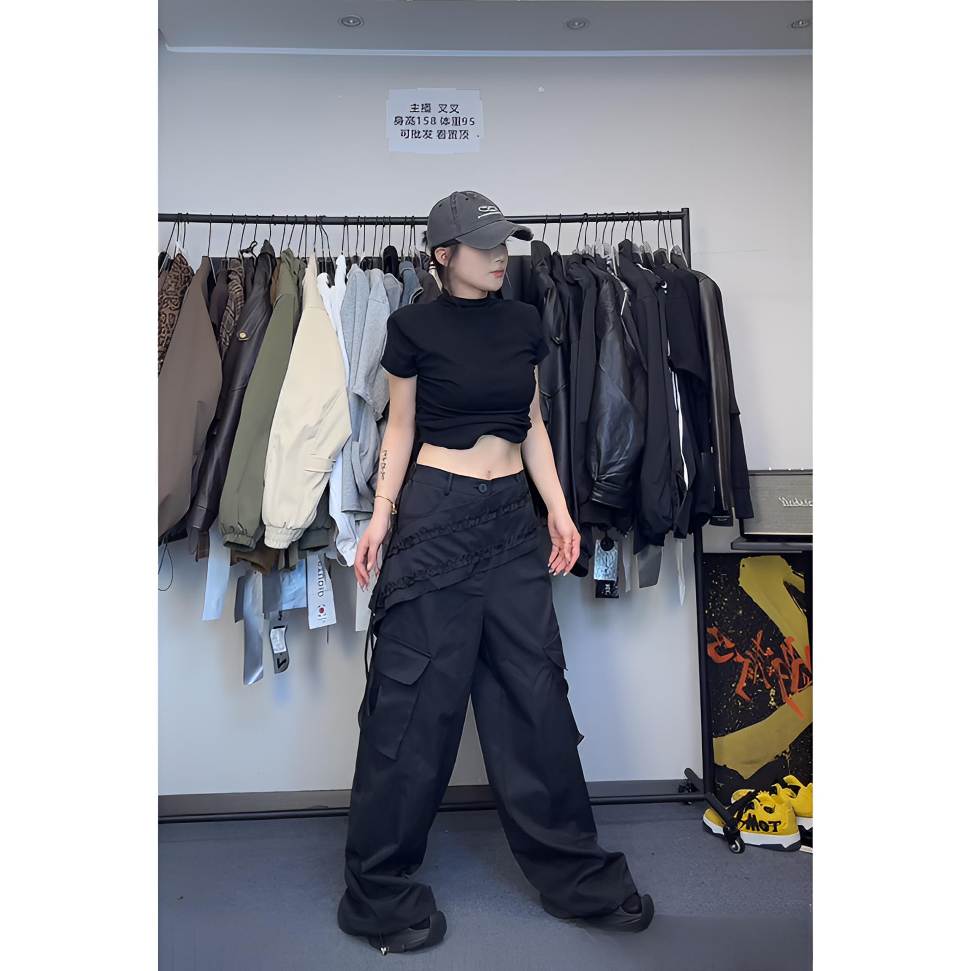 DAXIECHA｜设计款真两件工装阔腿裤百搭显瘦女裤子高街显瘦#88120