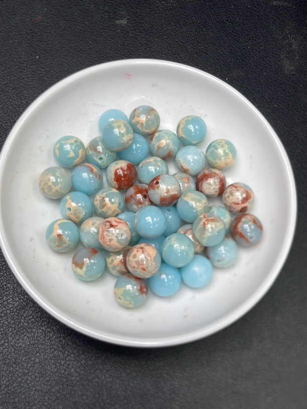 天然珠宝玉石 寿.山.石 A1025  50颗 6mm （赠弹力线）