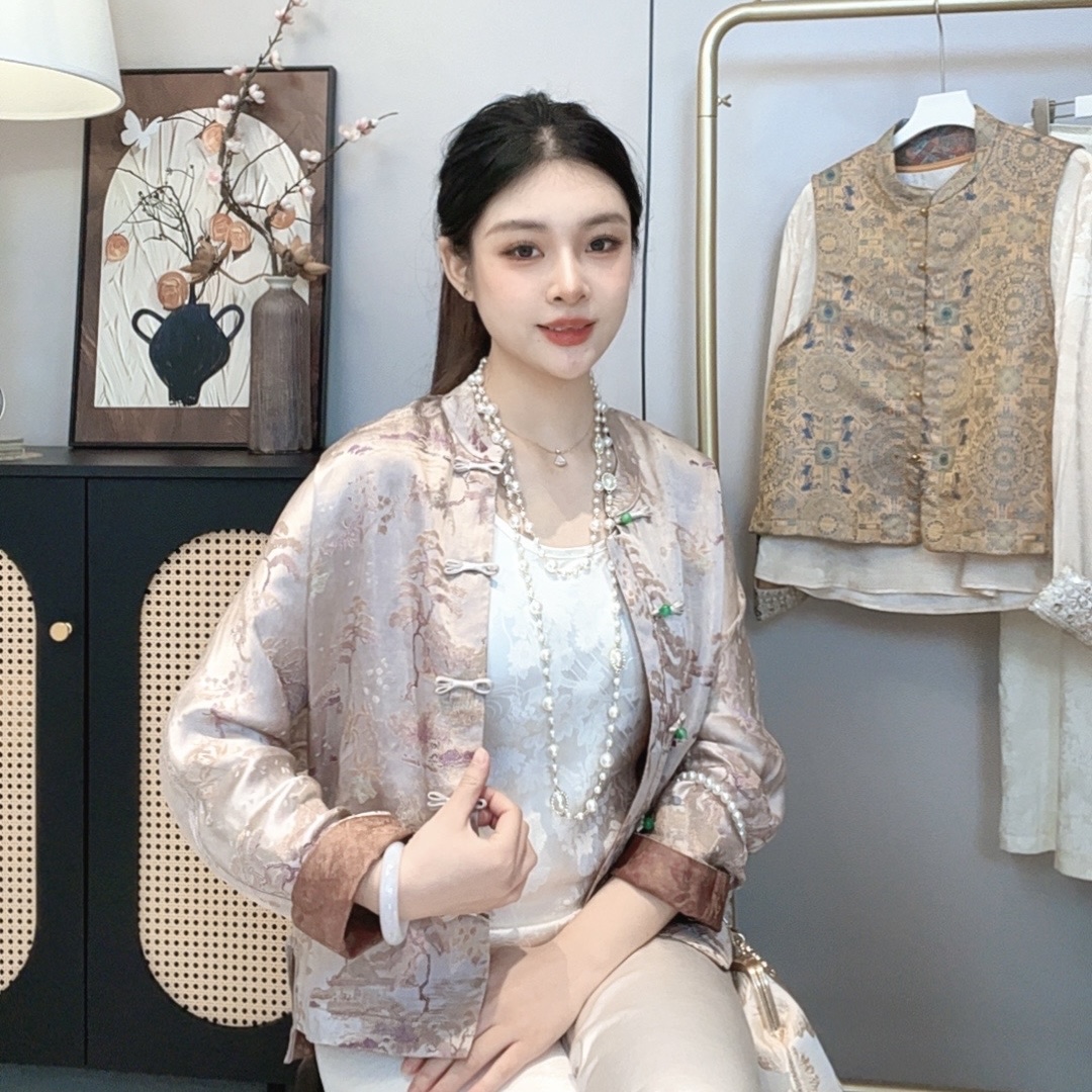 【锦绣】B 新款秋冬季重磅香云沙新中式外套  YC3336