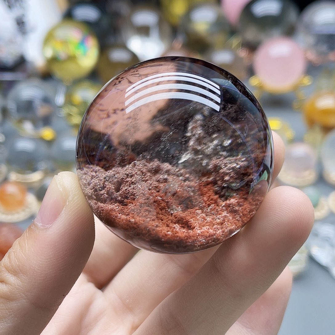 未镶嵌珠宝半成品水晶天然红幽灵45mm