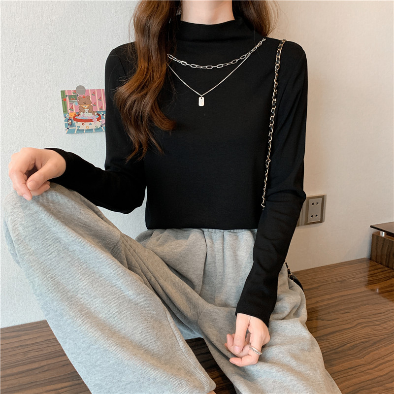 C-1176胖大码新款胖mm高领时尚加绒加厚打底衫长袖上衣