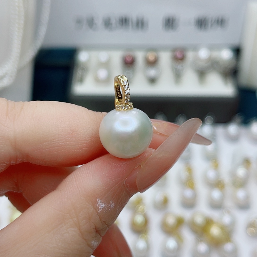淡水珍珠银S925镶嵌吊坠(不含链)