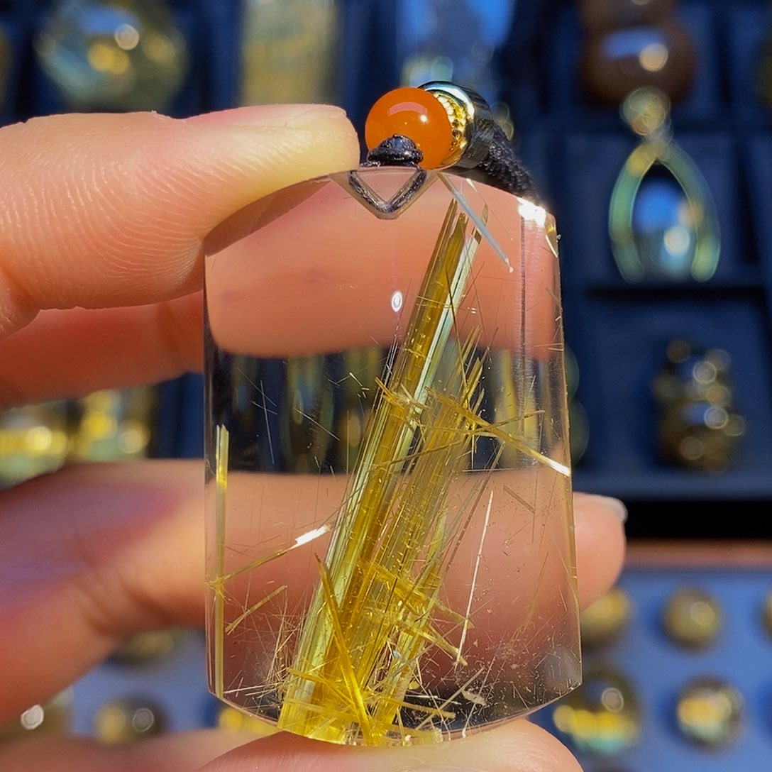 水晶颈饰未镶嵌天然钛晶无事牌吊坠