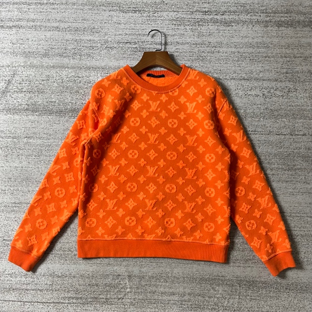 95新 LouisVuitton/路易威登 植绒三花满印圆领卫衣/尺码XS#8399