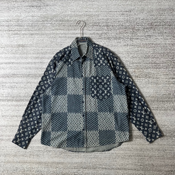 99新 LouisVuitton/路易威登 Nigo联名三花棋盘格衬衫/L码#0532