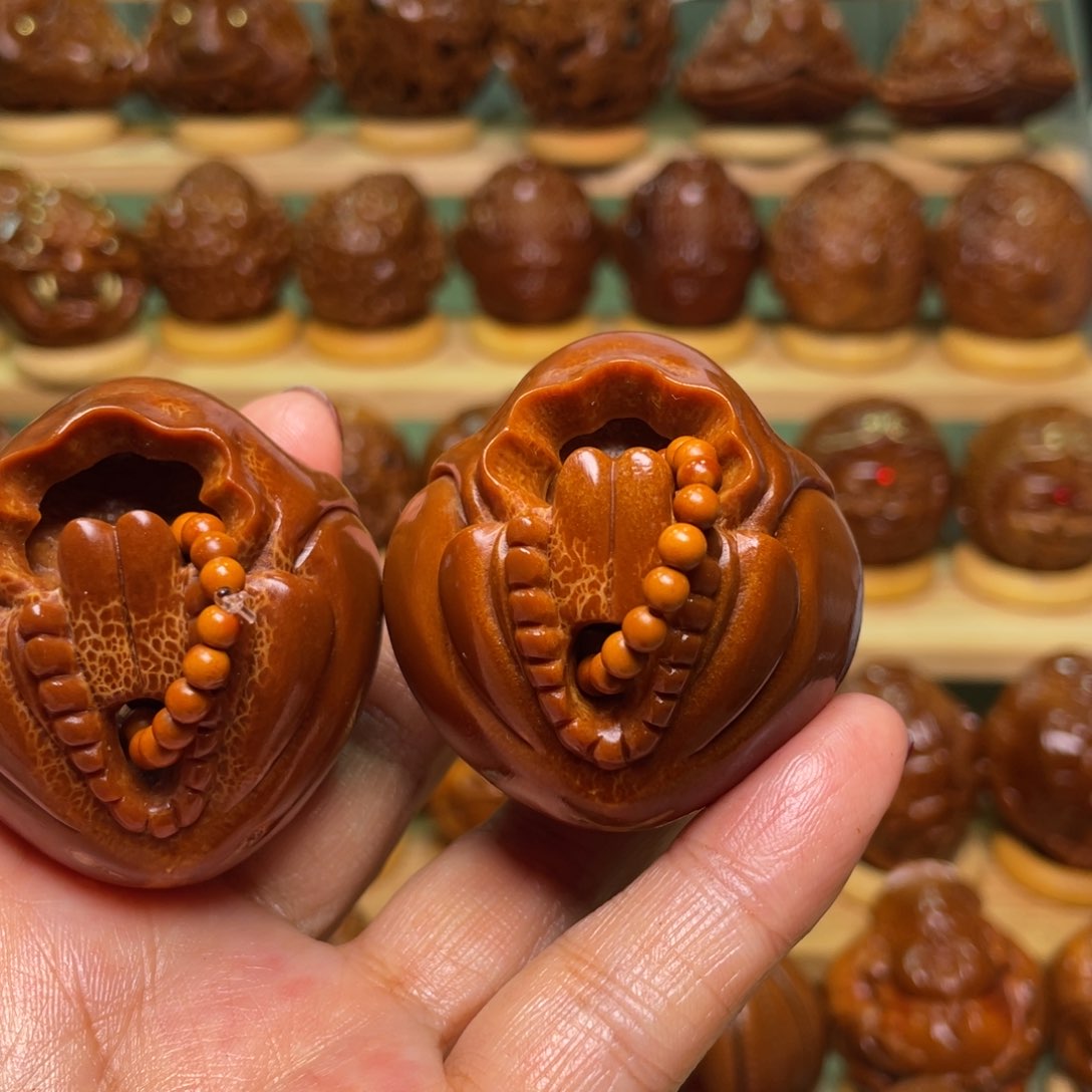 橄榄核手串/手链鱼*四五无相佛一对