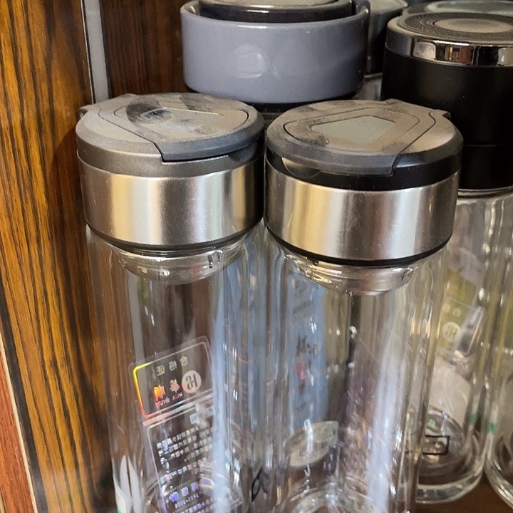 茶隔款玻璃华顺提环杯双层