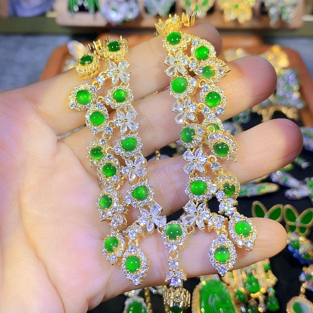 吊坠(不含链)银S925镶嵌翡翠