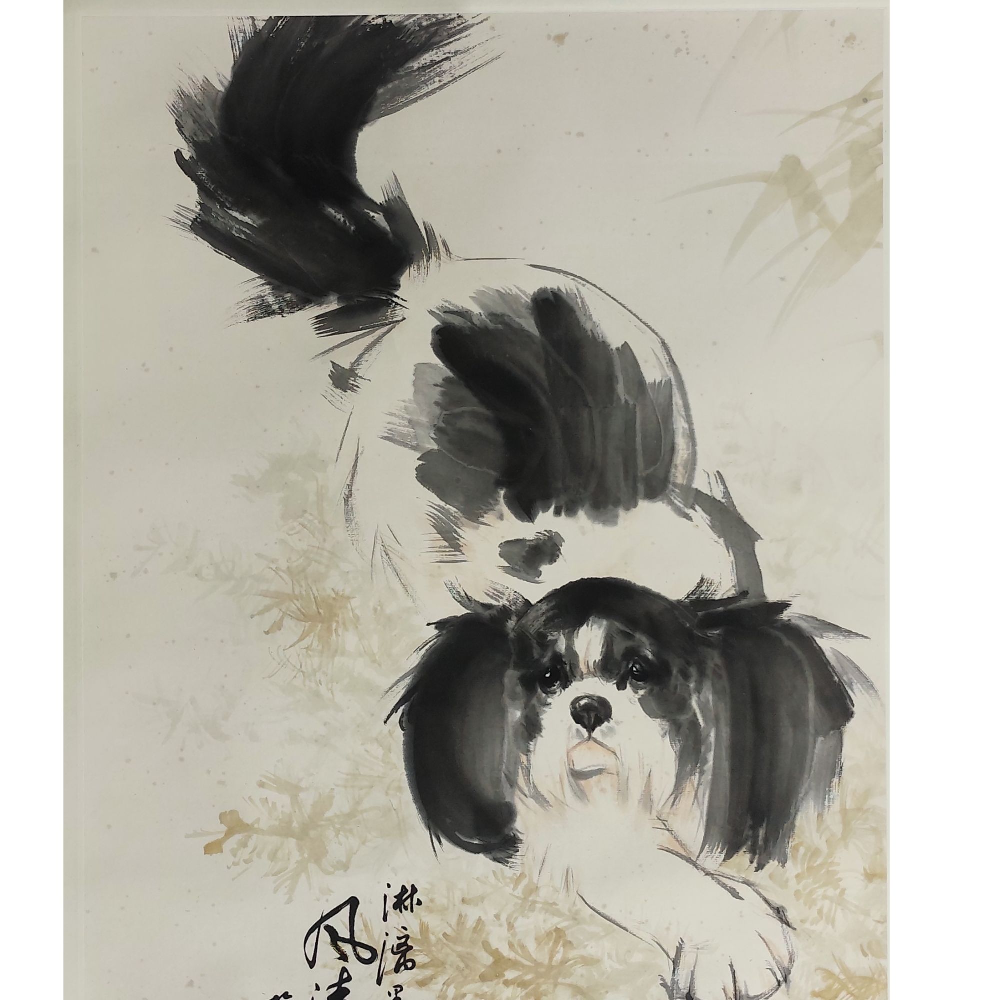 LOT.36 《犬戏图》67*45cm 纸本设色立轴