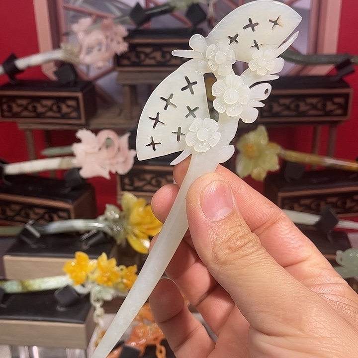 岫玉玉雕发簪未镶嵌