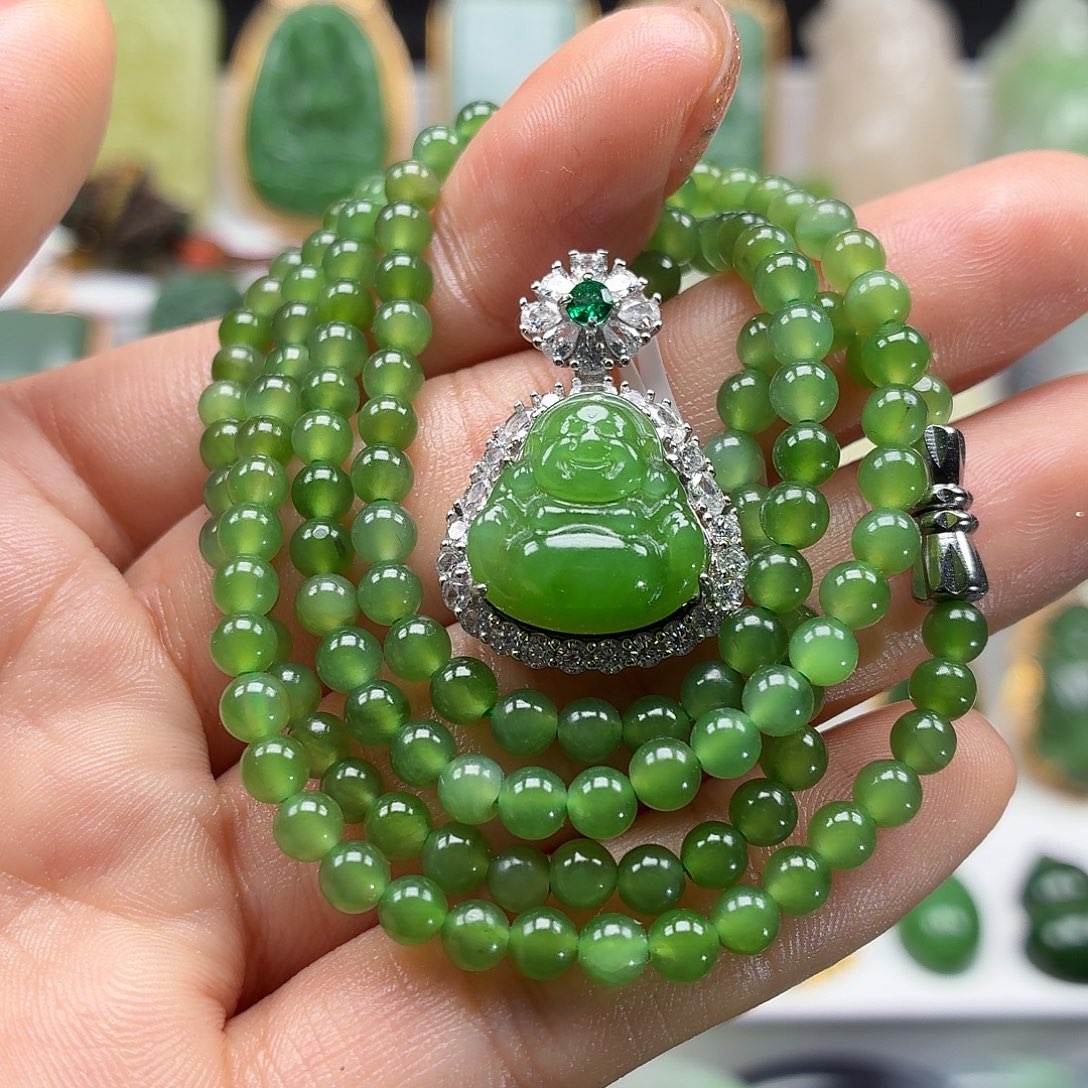 和田玉银S925镶嵌颈饰