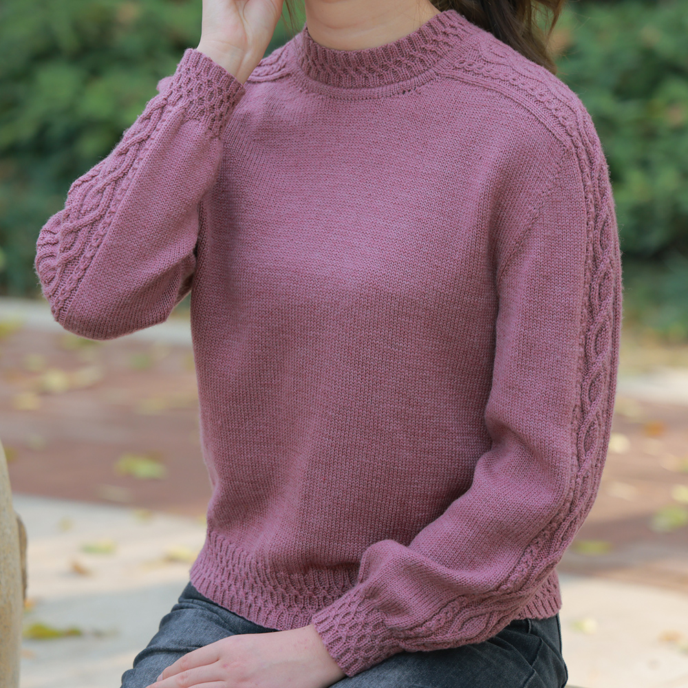 牧云圆领马鞍肩手工编织毛线羊毛线