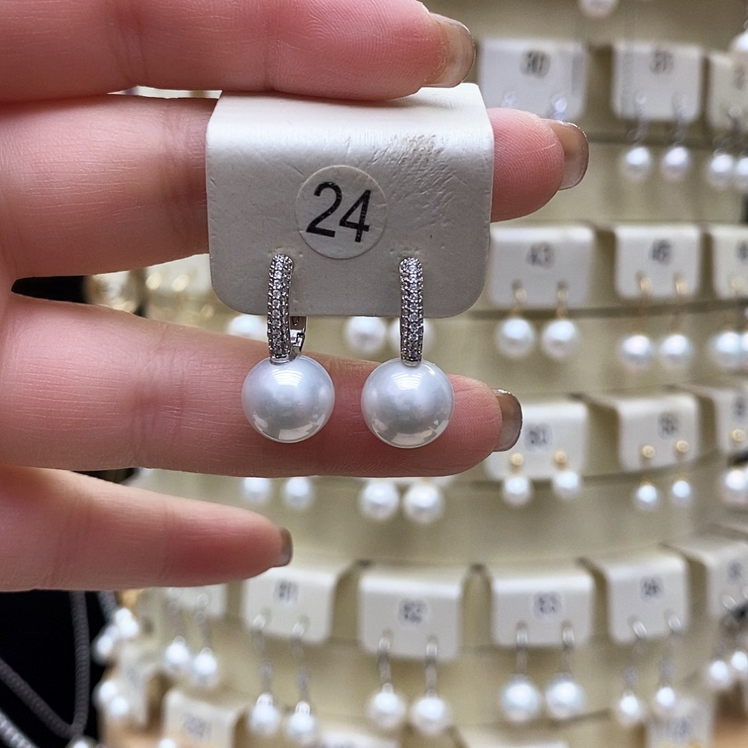 淡水珍珠耳饰银S925镶嵌
