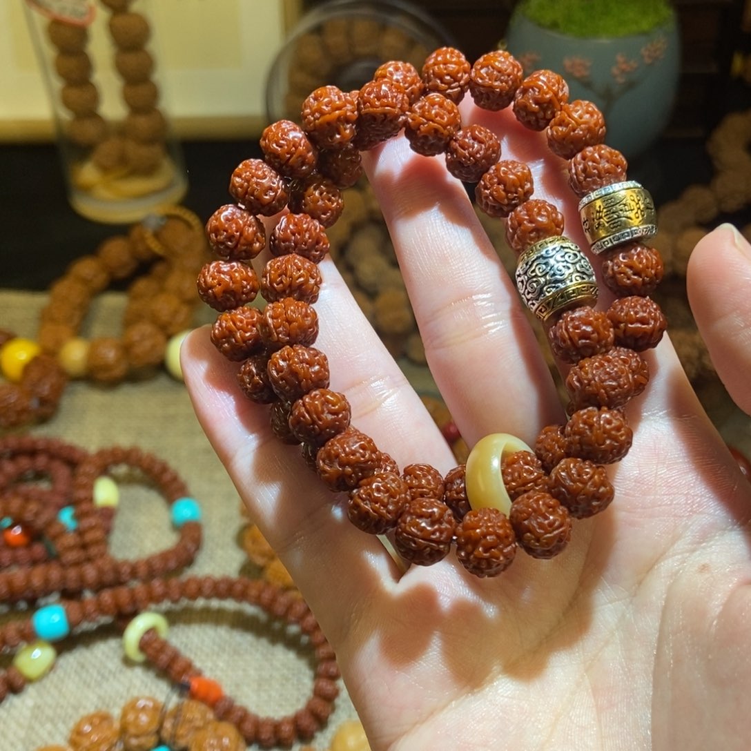 金刚菩提手串95玉化双圈小银