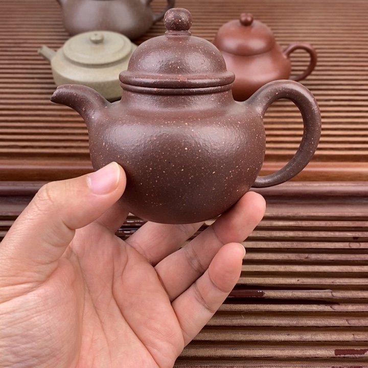紫砂茶壶220cc老紫泥掇球