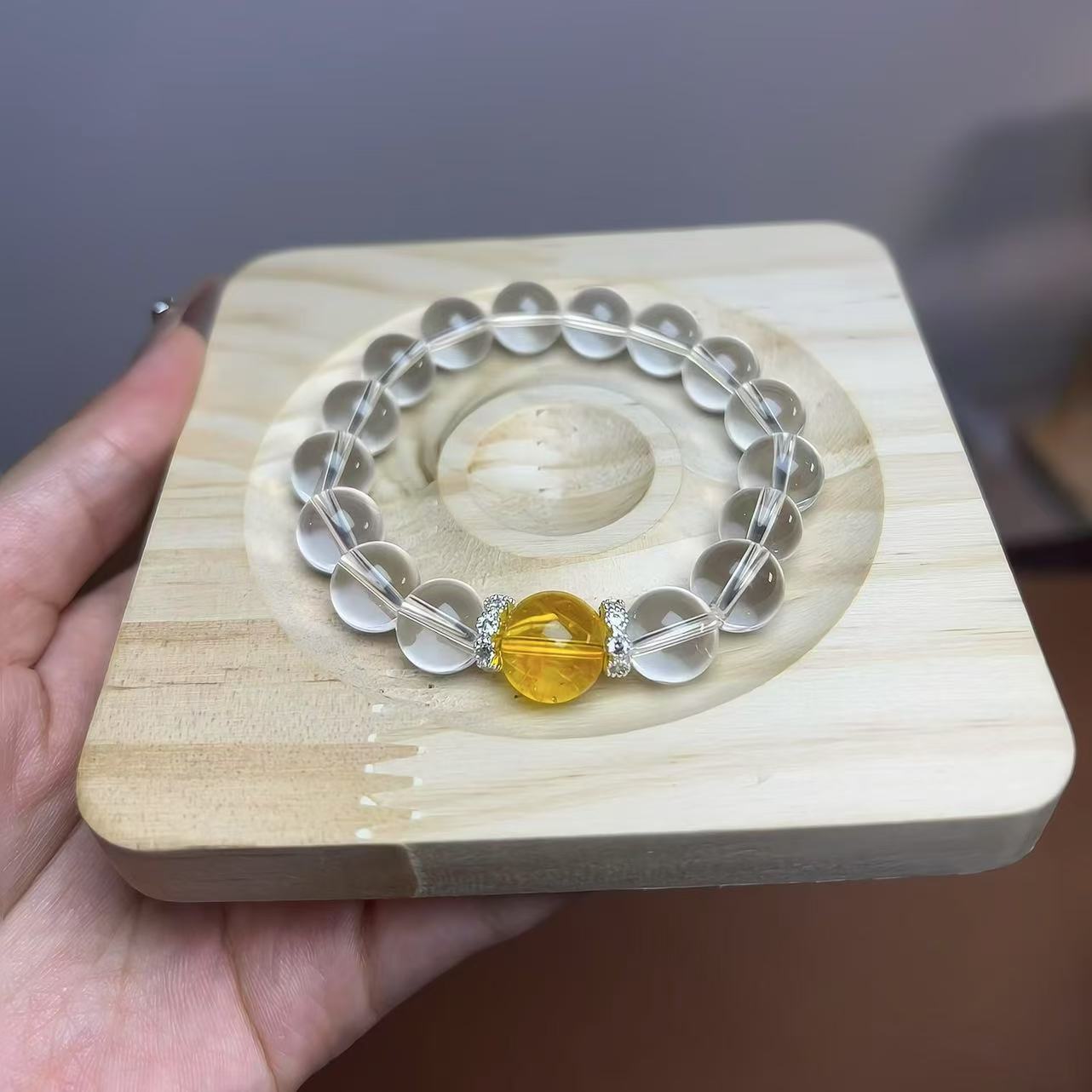 白水晶手串配黄冰种轻奢手串好物白水晶手串男女款手串