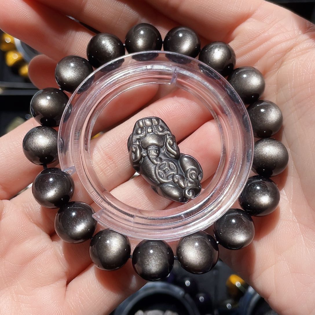 黑曜岩手链未镶嵌大***。