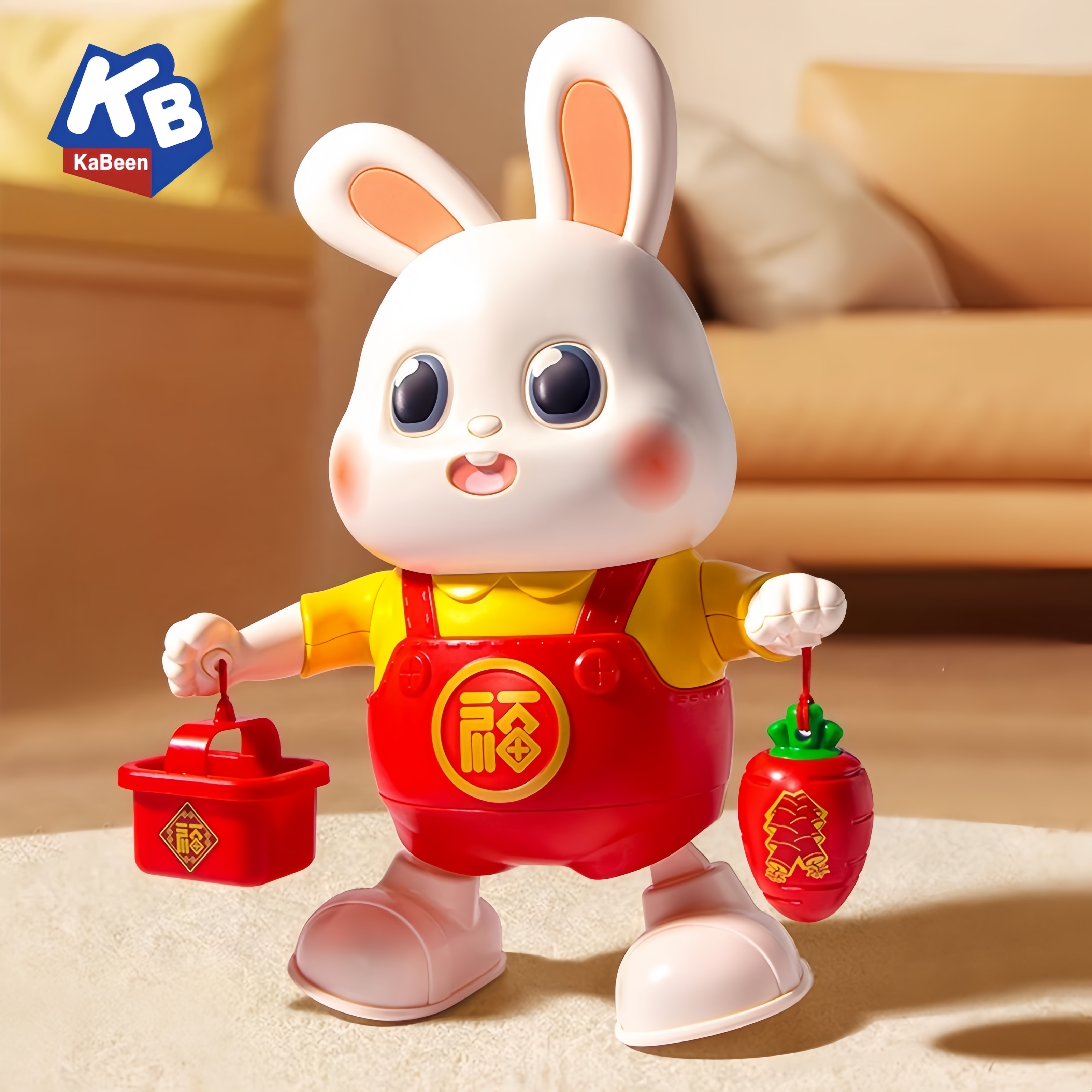 电动小福兔子婴儿玩具可啃咬会跳舞儿童抬头训练玩偶新生儿宝宝