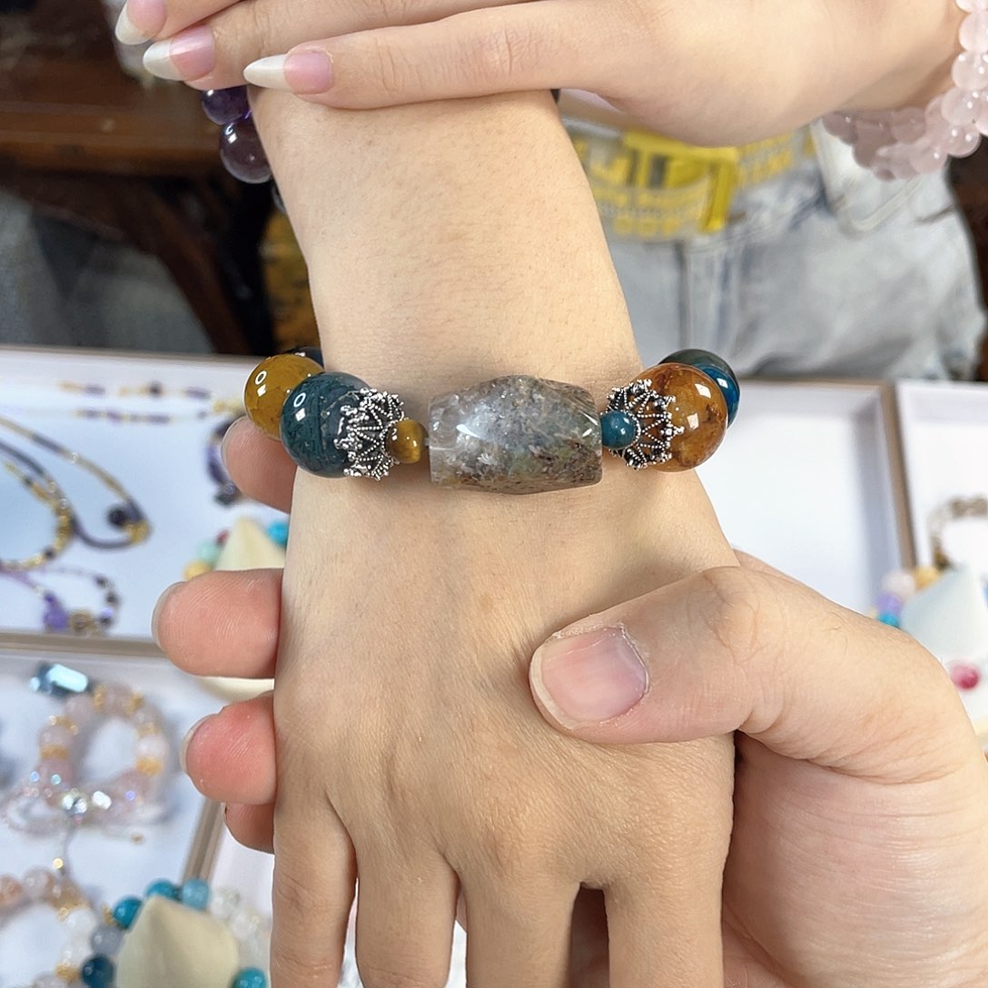 水晶手链银S925镀金镶嵌