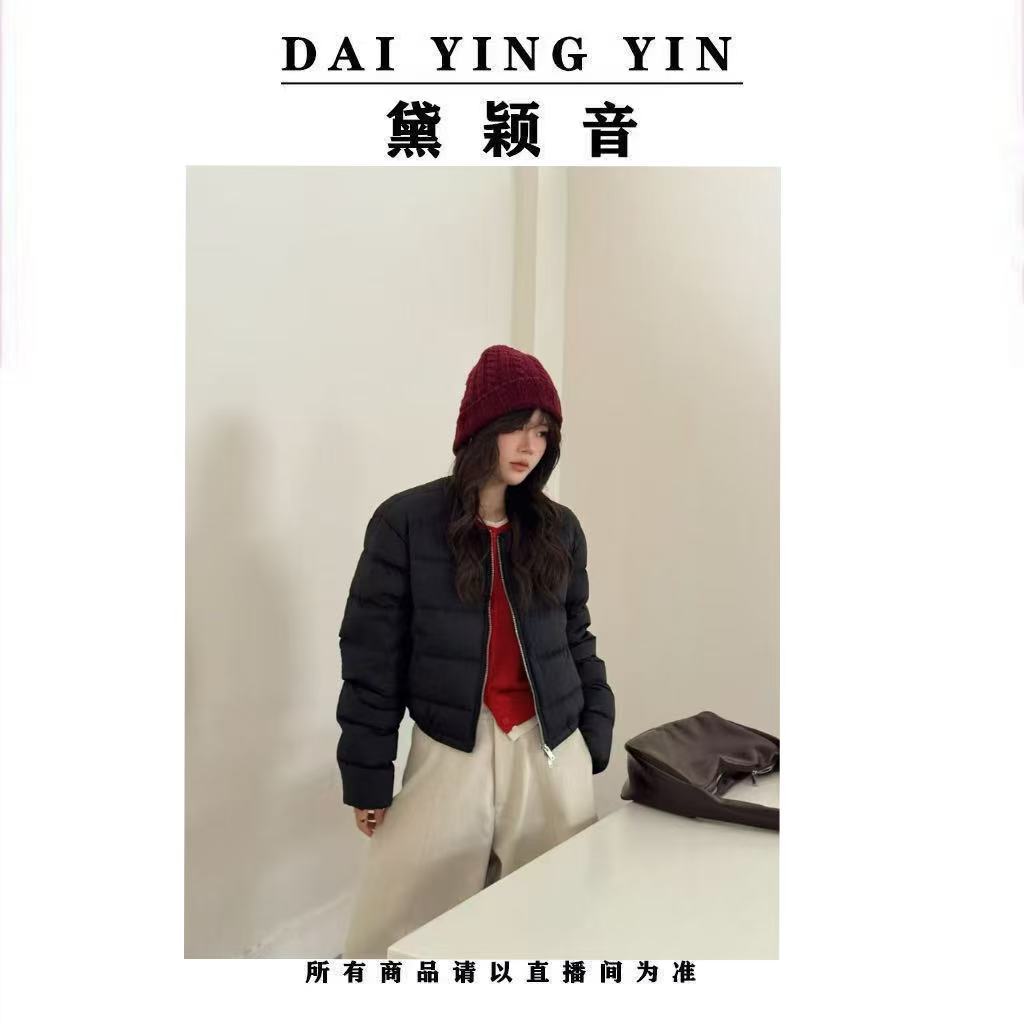 【代莹优选】25888冬季新款圆领短款拉链纯色排骨绒羽绒服外套