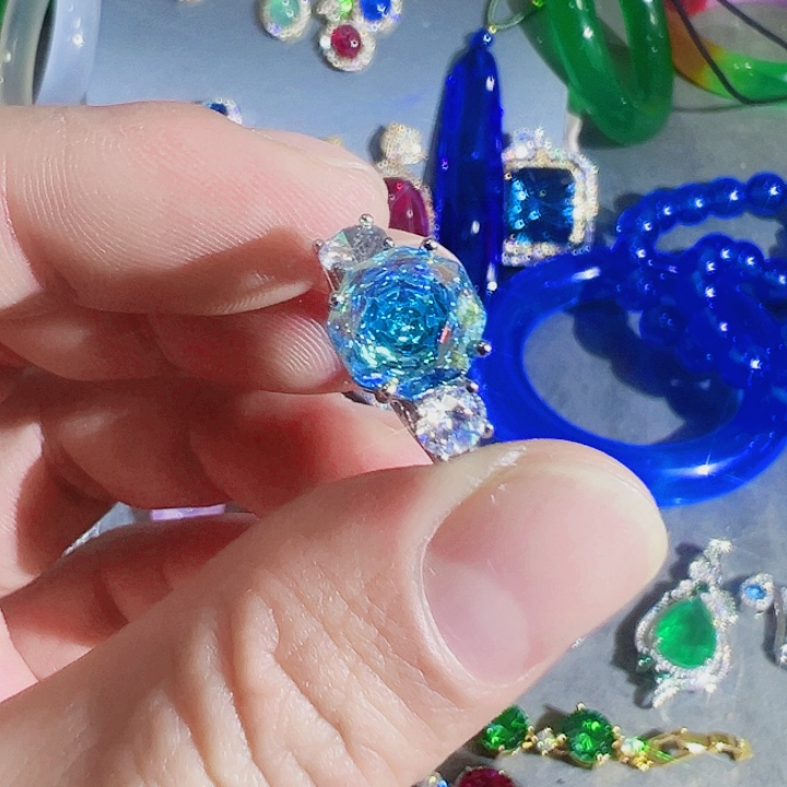 非金属红色蓝色满钻镶嵌