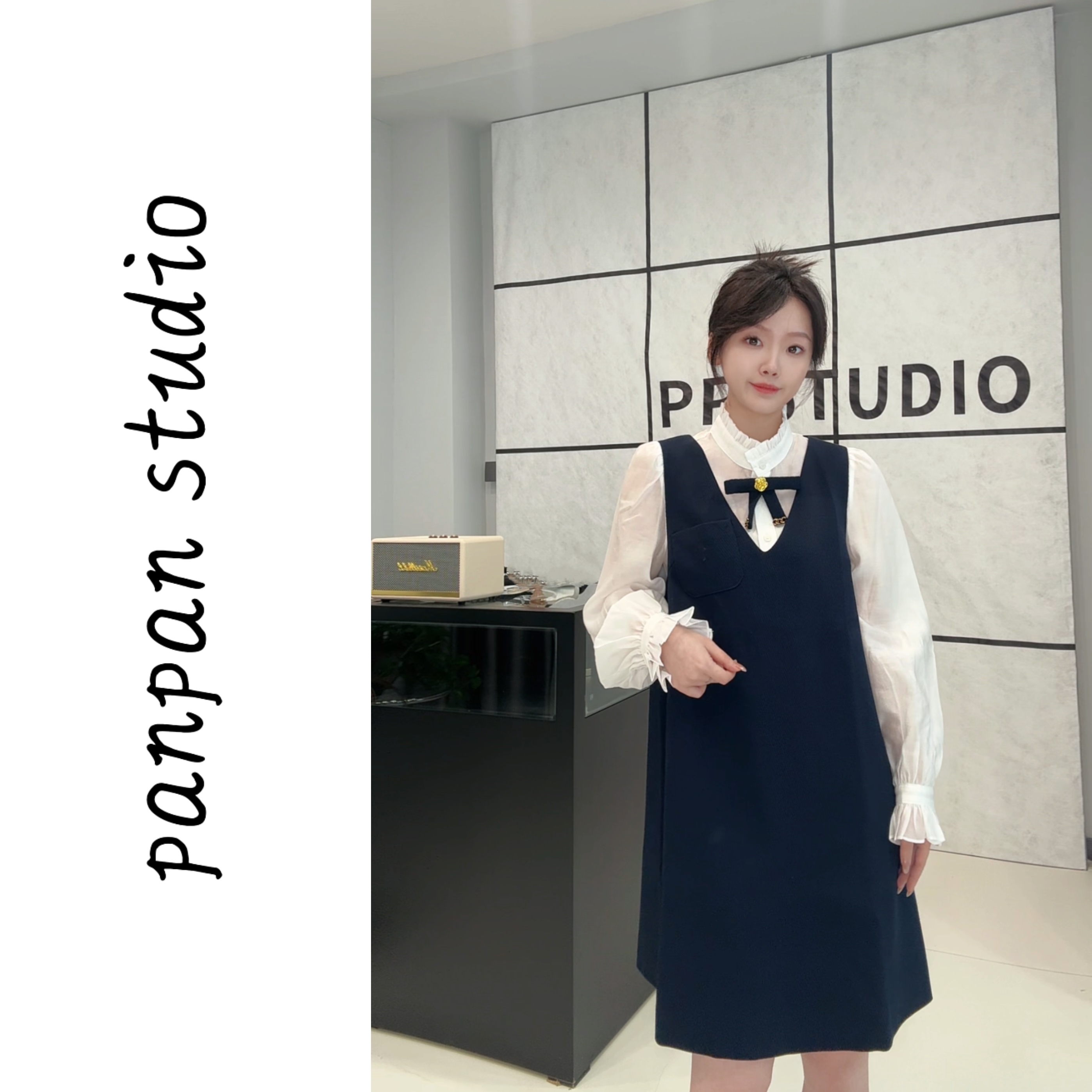  潘潘/2025早春新款时尚套装韩系减龄背心连衣裙57979