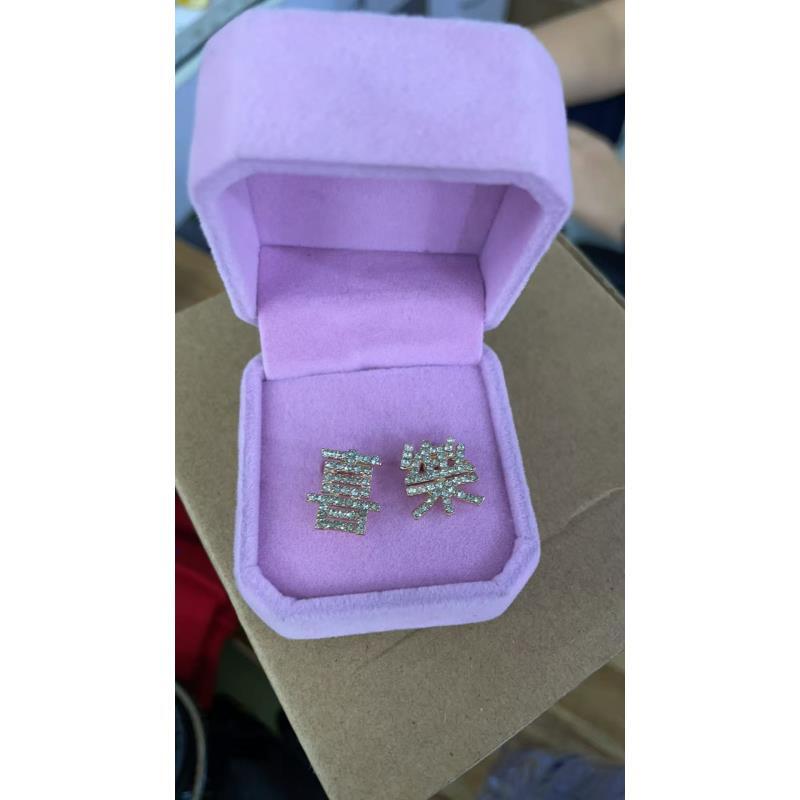 非金属皮质耳饰 非金属皮质耳饰 BD风女耳饰小众满钻精致彩色010