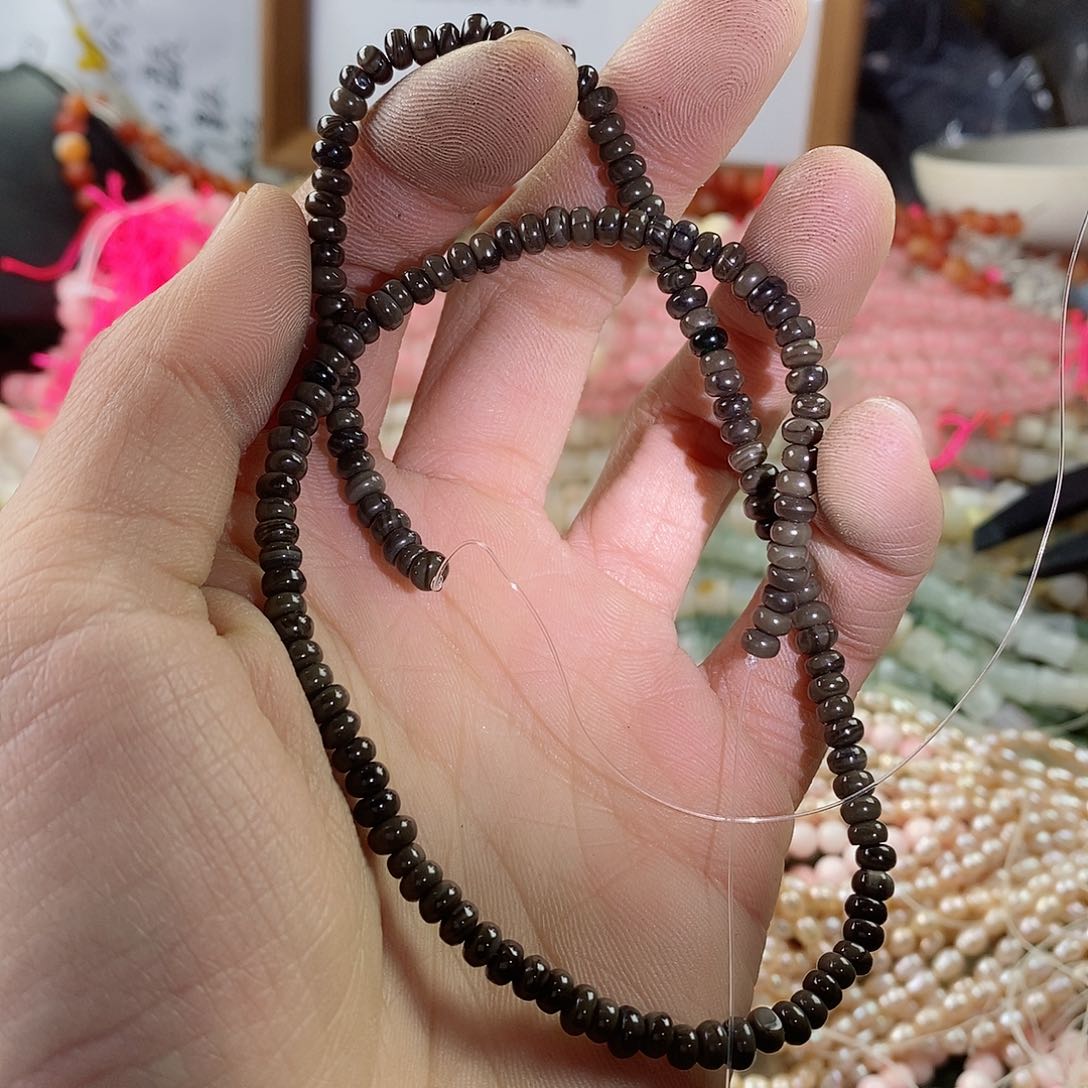 玛瑙/玉髓珠宝半成品合金一条天然4mm阿拉善巧克力隔片A96