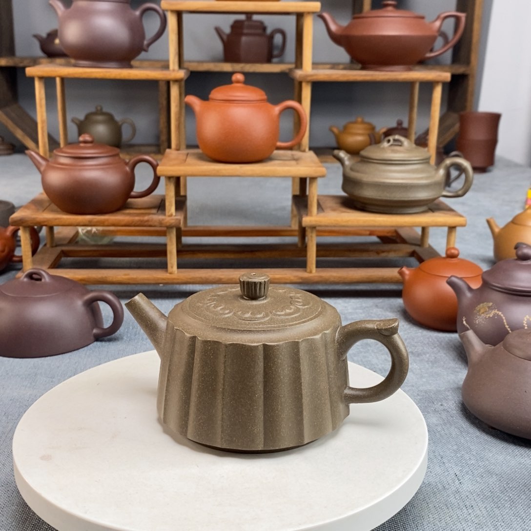 紫砂茶壶筋纹柱础330cc