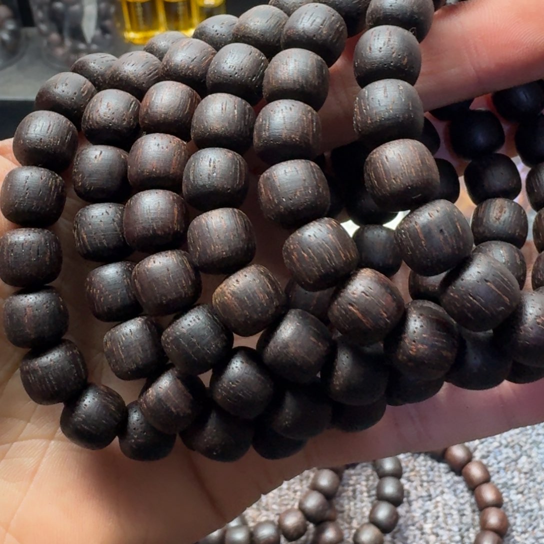 藤类紫黄油麻丝1.0×108颗多圈老邢珠降真香