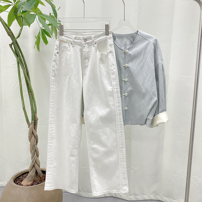 【朵儿studio】四面弹韩系高腰收胯牛仔裤 A035