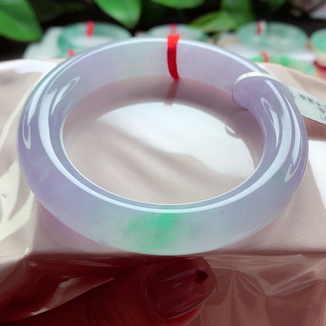 翡翠手镯未镶嵌师妹冰春彩胖圆55.8（10号）