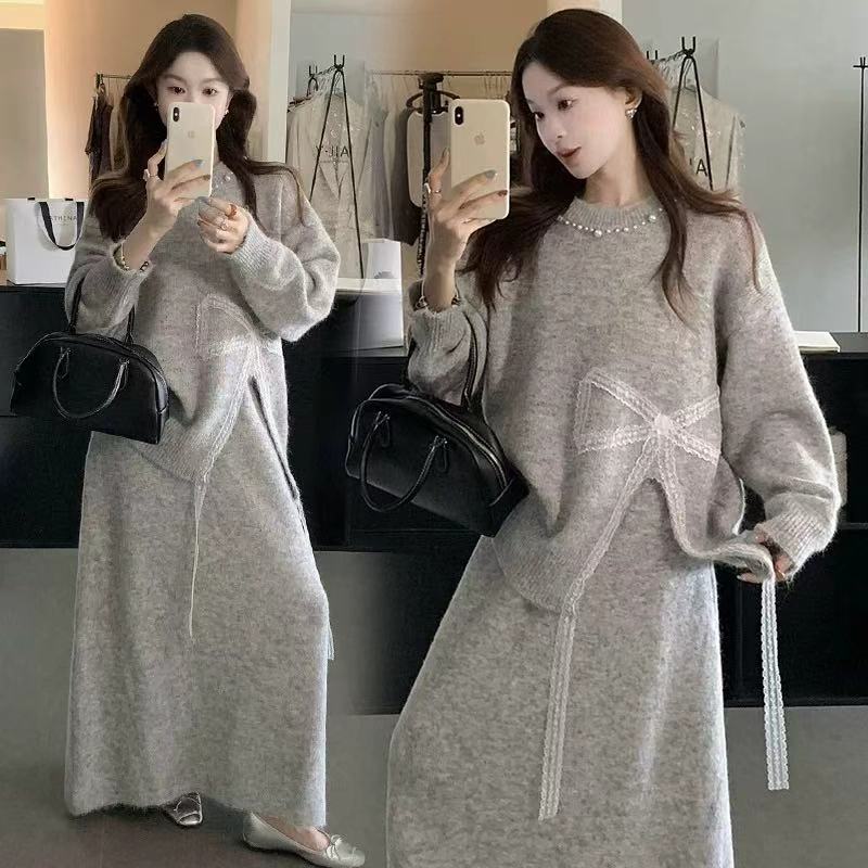 毛衣套装两件套女秋冬慵懒风设计感针织上衣半身裙搭配459609