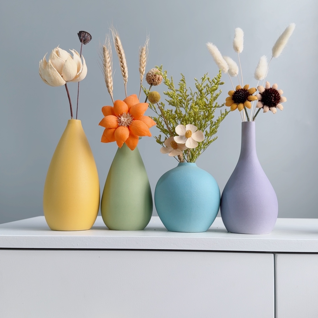 摆件陶瓷花瓶摆件含花总高约20-30cm