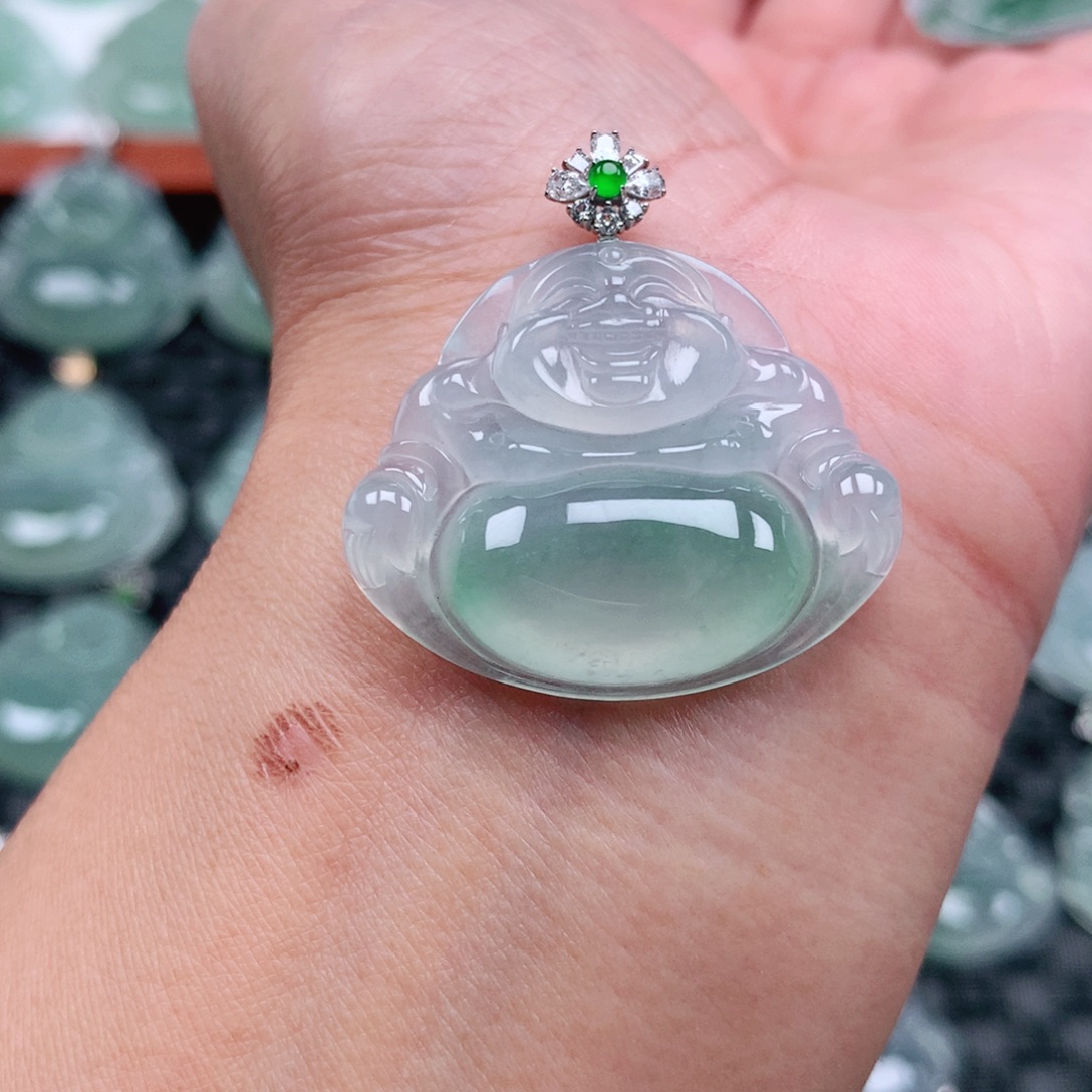 翡翠18K金镶嵌吊坠(不含链)