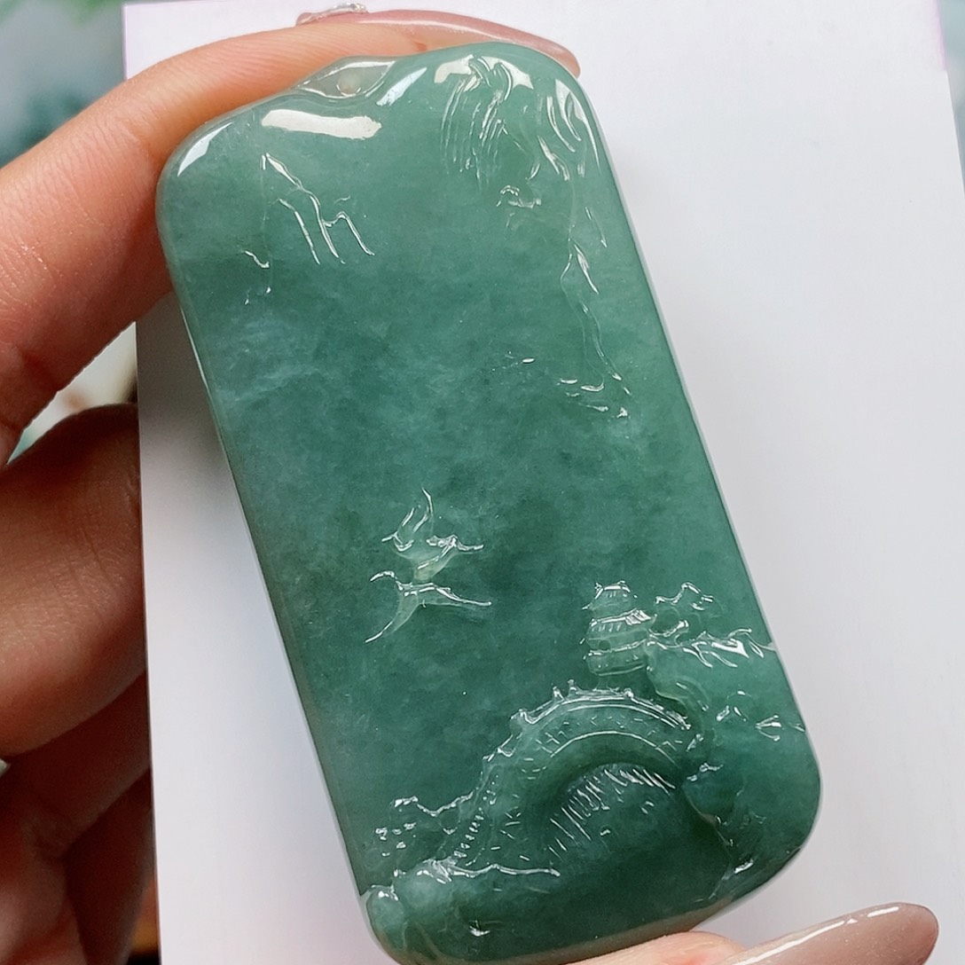 翡翠颈饰未镶嵌缅甸天然a货翡翠挂件