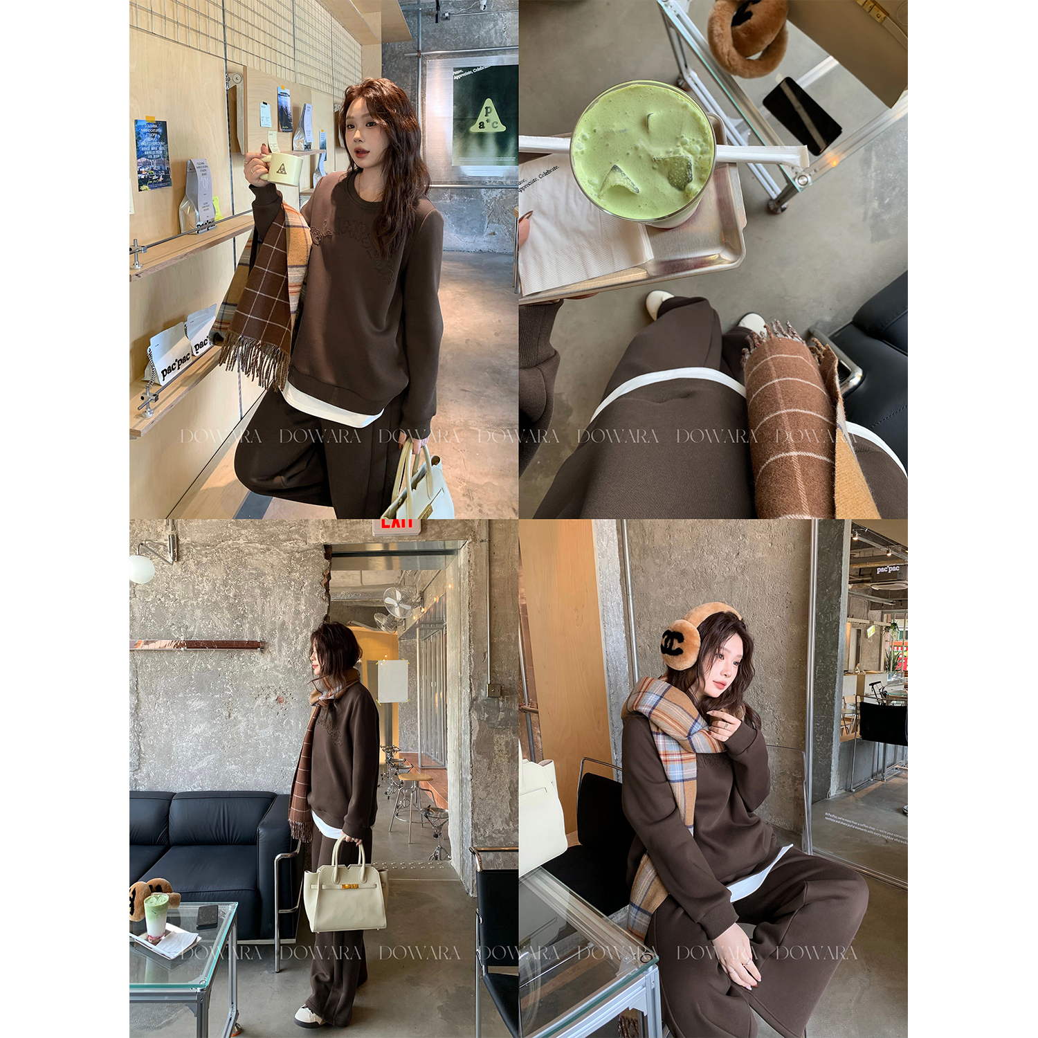 现货0593D大婉酱微胖定制【妍系穿搭】松弛感假两件卫衣卫裤套装女 