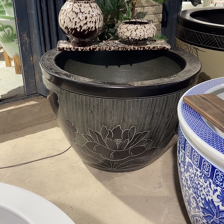 禅***阳景德镇陶瓷鱼缸艺术直径99高度67